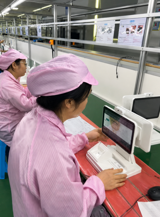 Assembly line for biometric kiosk display and camera integration 2