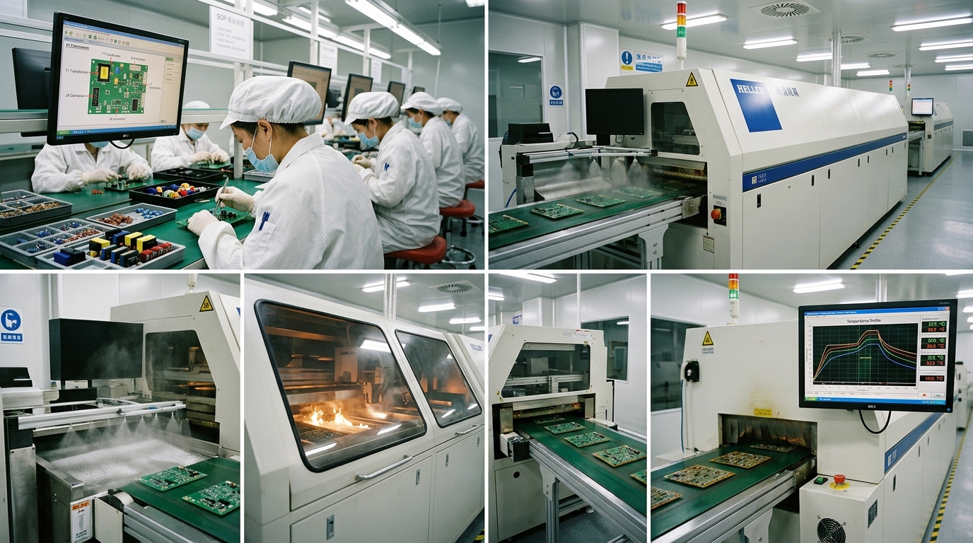 DIP assembly and selective wave soldering station with real-time process monitoring