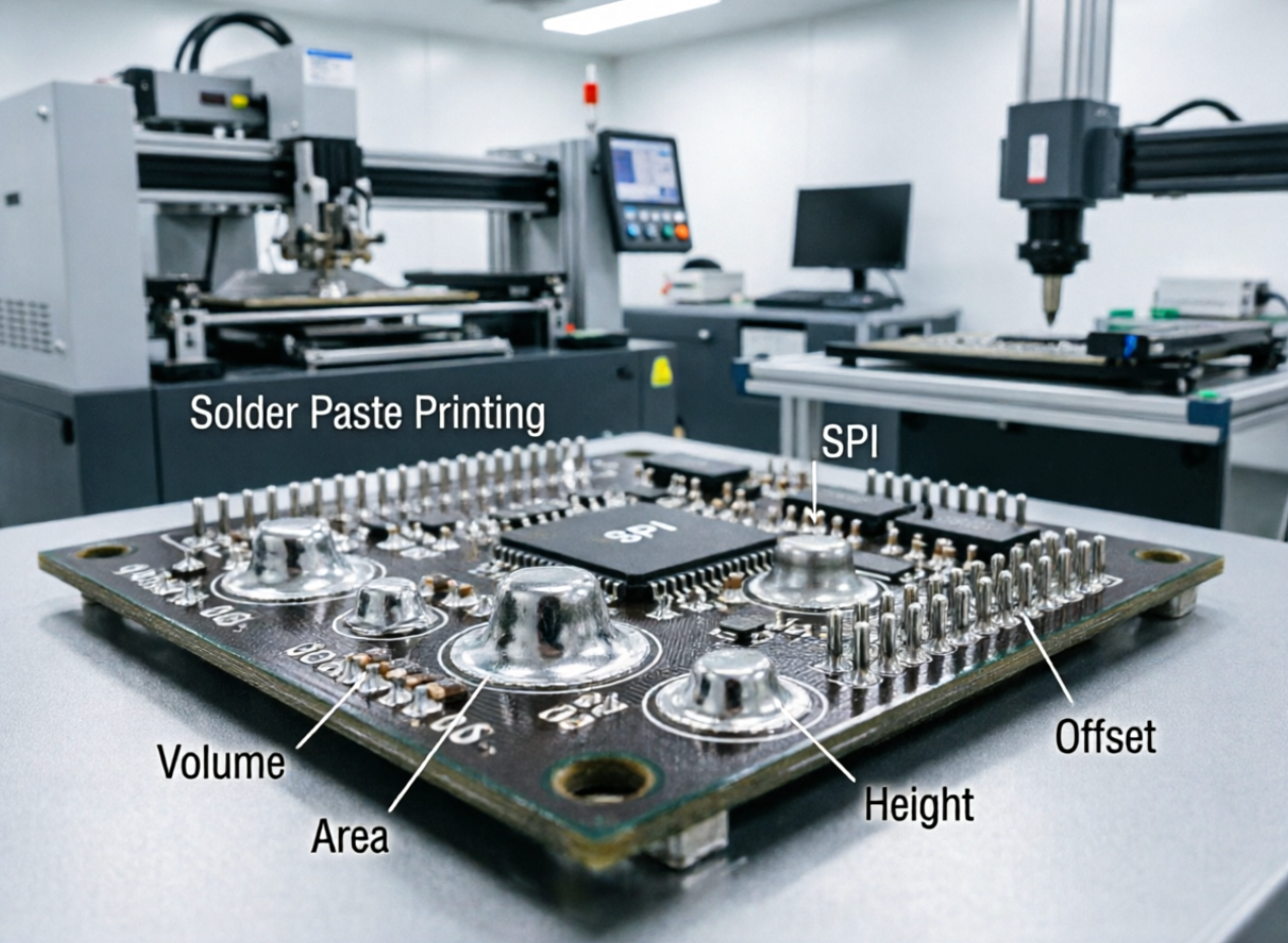 Solder paste printing and SPI inspection for mini PC motherboard
