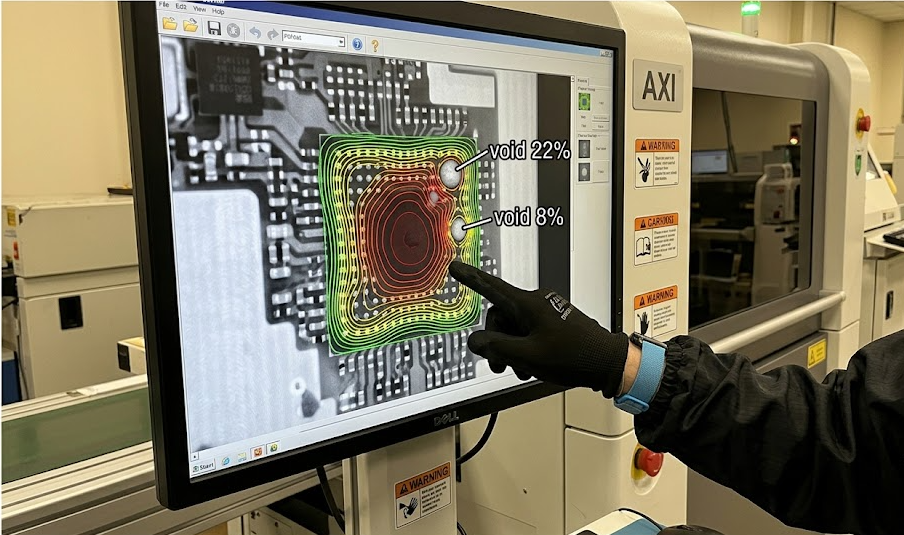 X-Ray inspection of BGA voids on rugged tablet mainboard