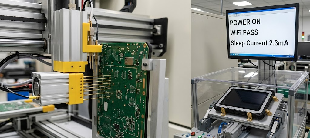 ICT and FCT test stations for rugged tablet PCBA