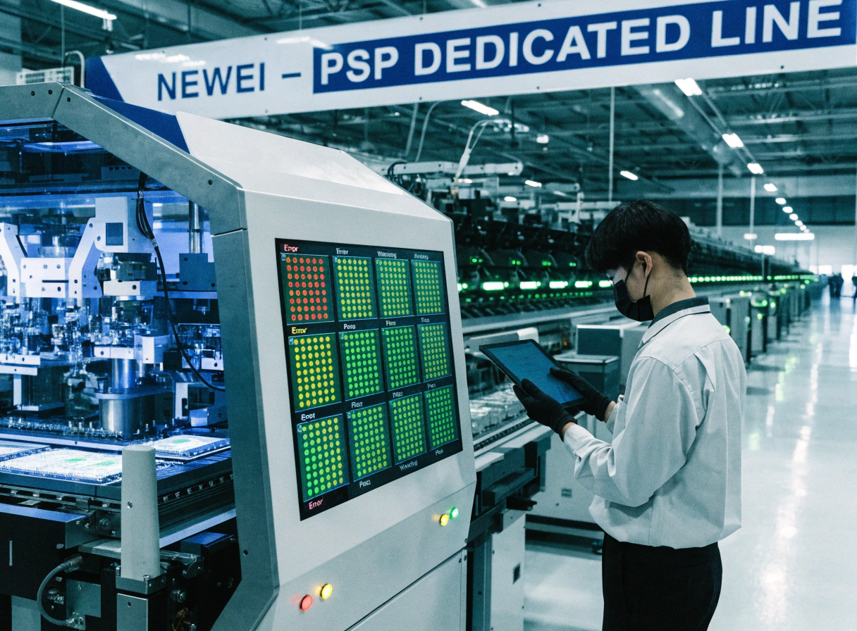 Pilot run assembly line for PSP gaming console mainboard