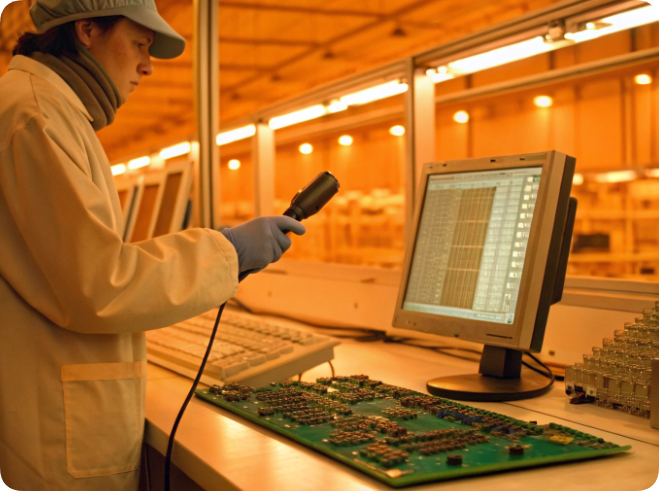 AQL Inspection Station integrated with Manufacturing Execution System Supplier qualification and statistical AQL sampling station for high-density smart glasses components