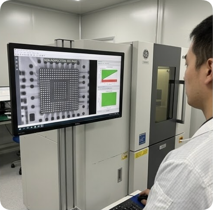 im-xray-inspection X-Ray inspection of BGA solder joints on industrial motherboard