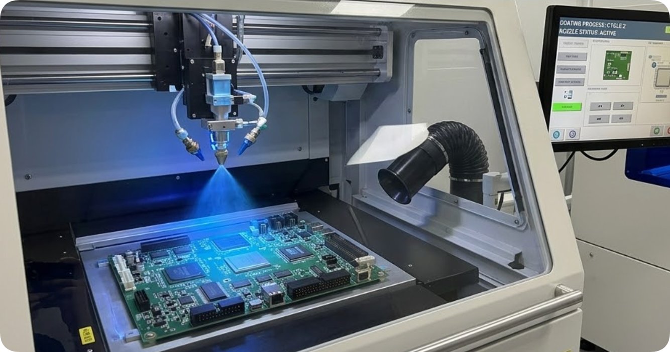im-conformal-coating Conformal coating application on industrial motherboard PCBA