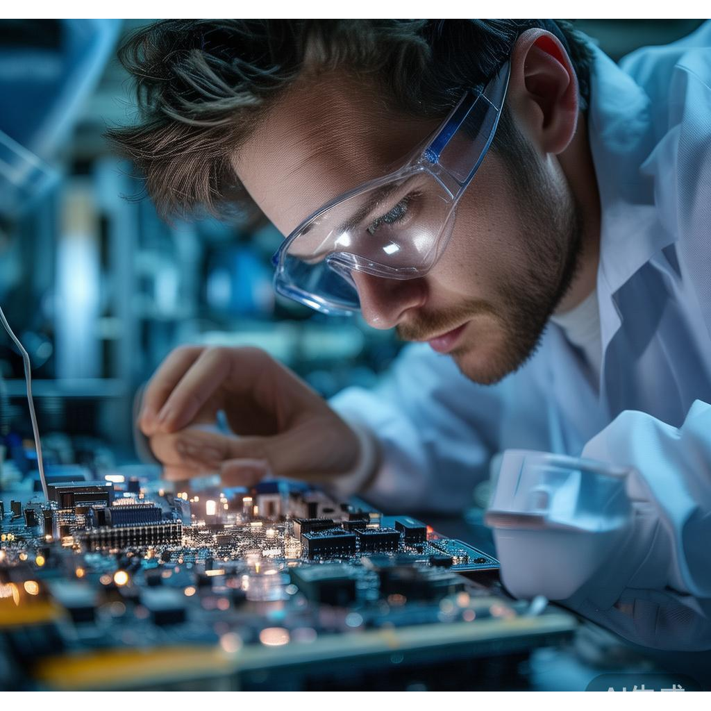 NEWEI technician inspecting BGA solder joints on industrial motherboard using X-Ray machine