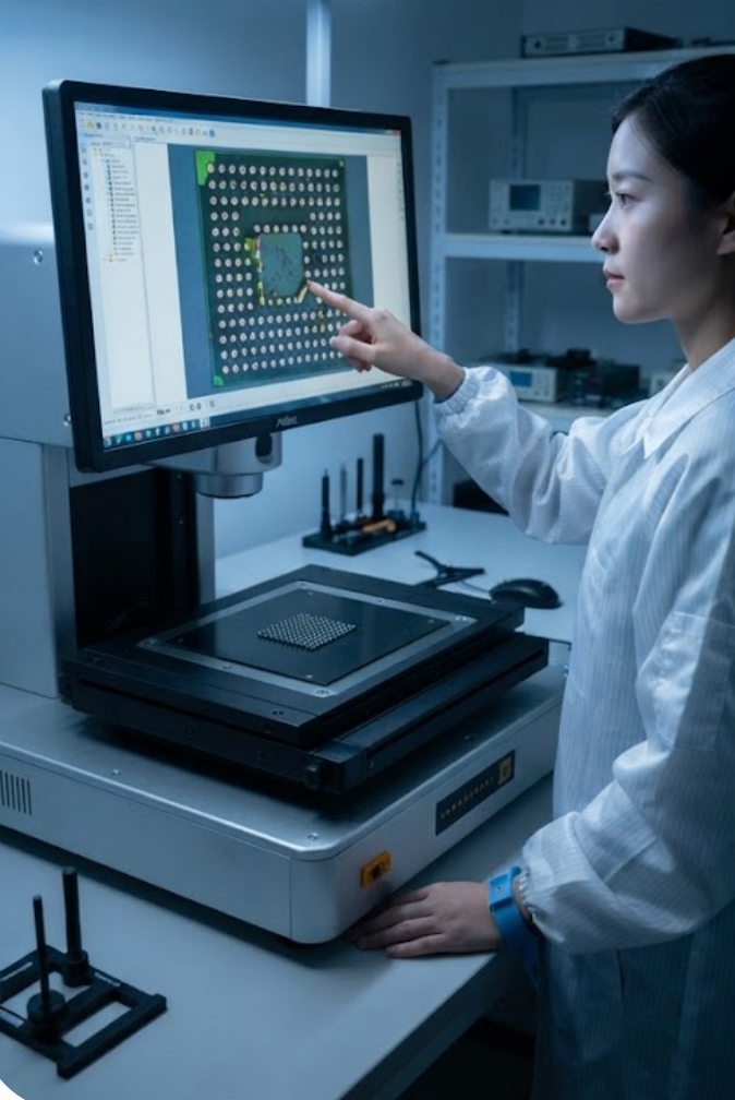 X-Ray inspection verifying BGA solder joint integrity