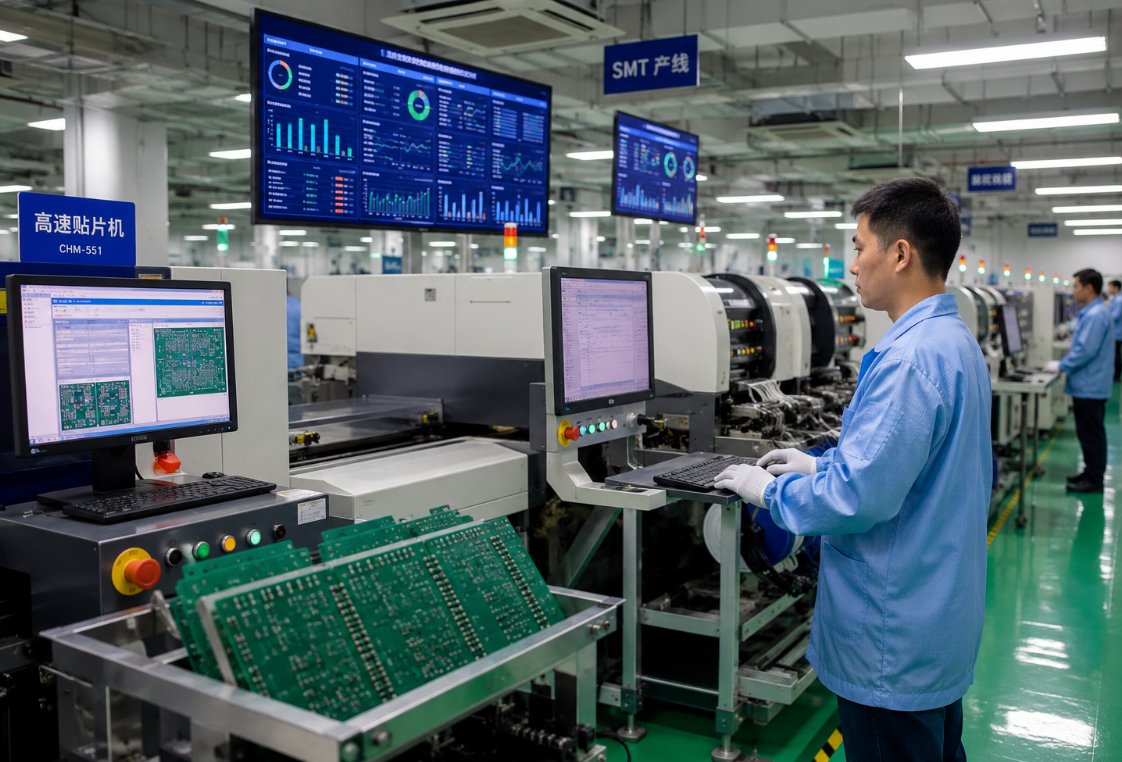 SMT line with high-speed placement machine