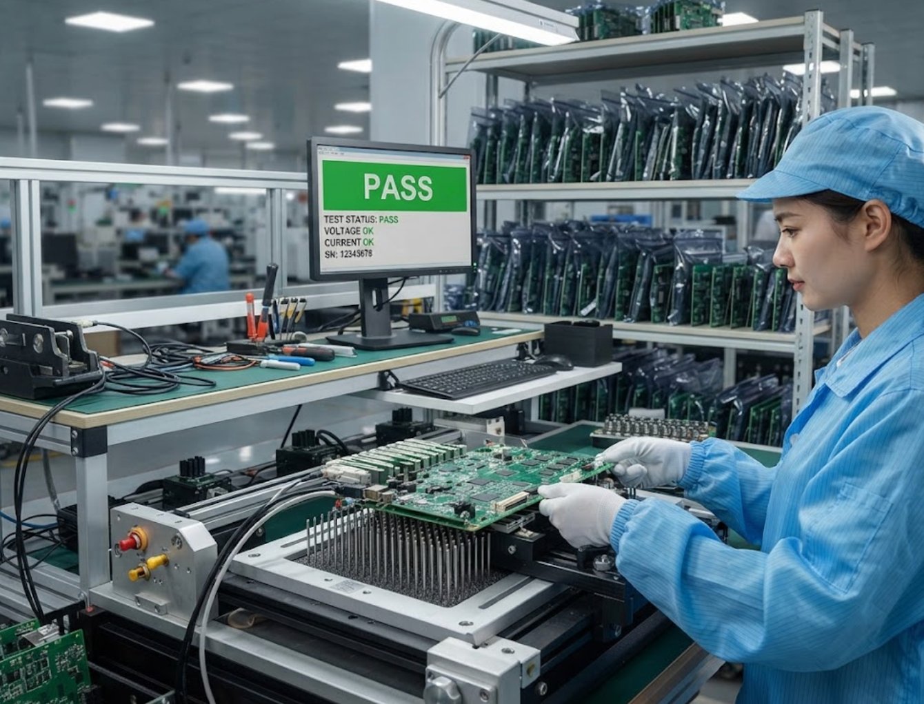 PCBA functional test line at NEWEI